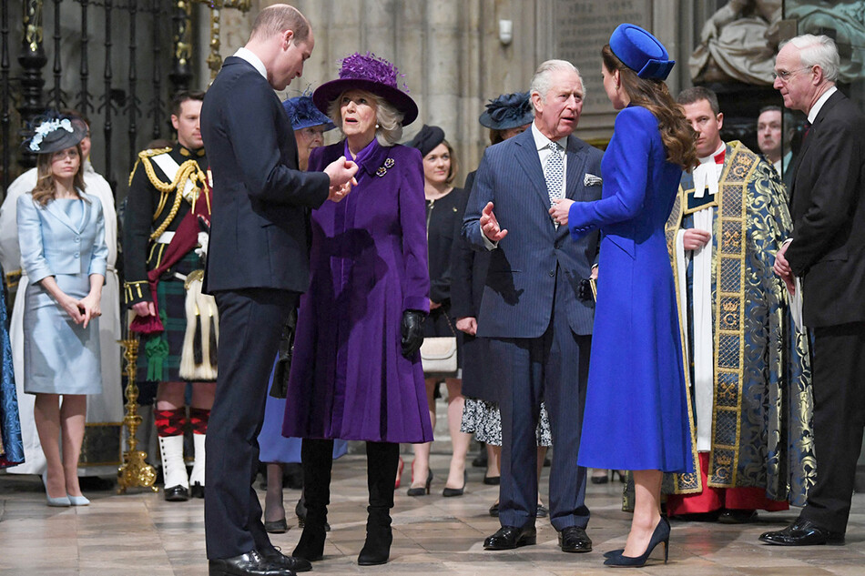 Принц Уильям,&nbsp;Камилла Паркер-Боулз, принц Чарльз и Кейт Миддлтон на службе Содружества в Вестминстерское аббатство