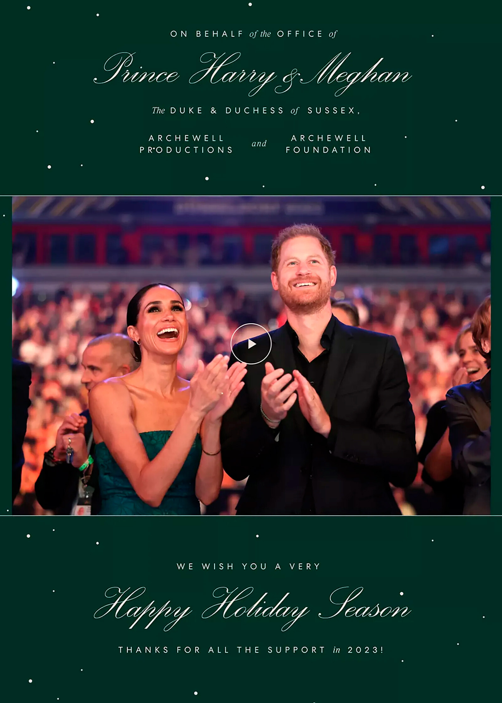 Меган Маркл и принц Гарри показали рождественская открытка 2023
