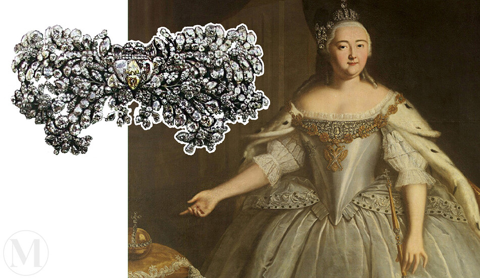 Пряжка-аграф Елизаветы Петровны, серебро, бриллианты, около 1750 года