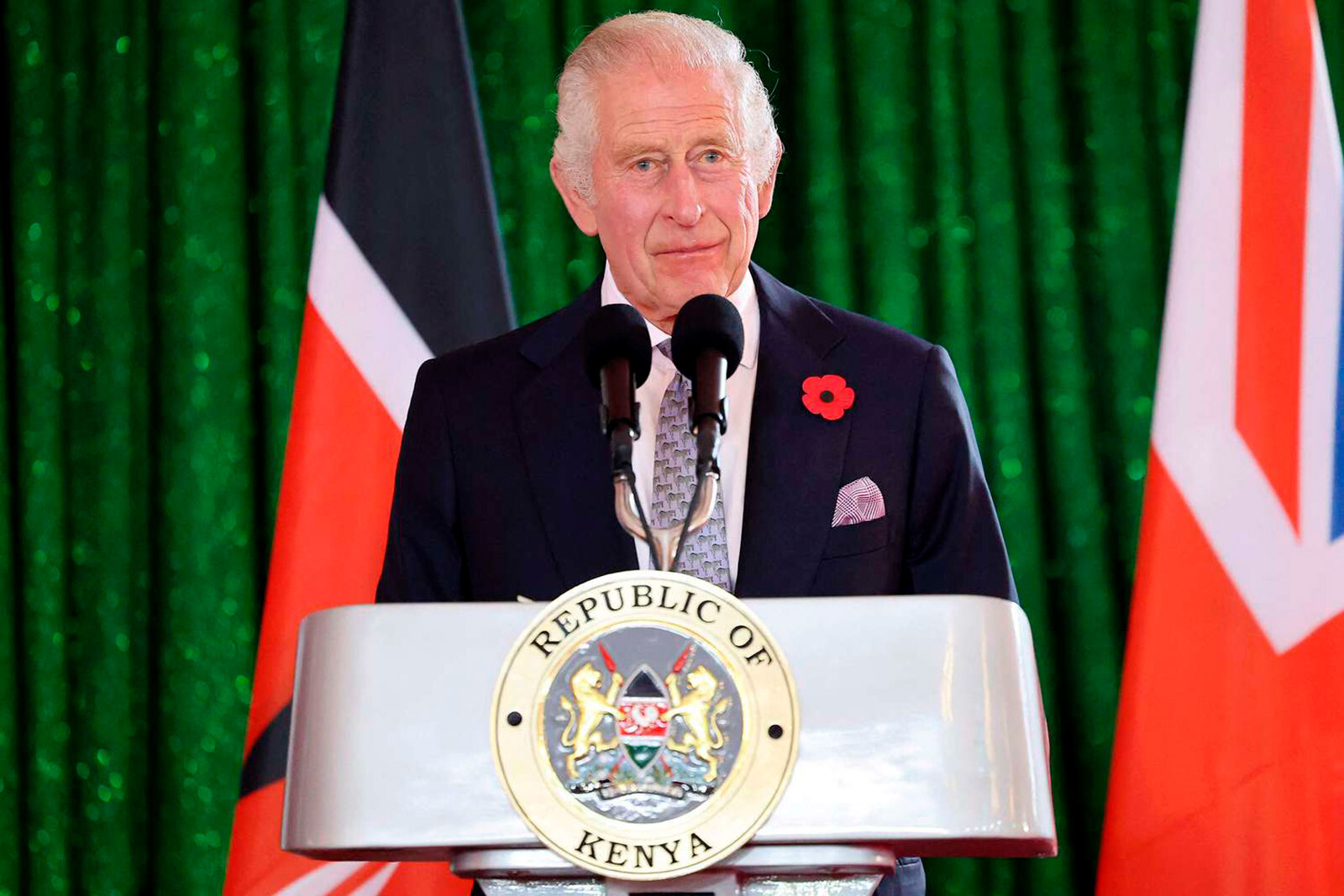 Король Карл III&nbsp;выступает в Кении 31 октября