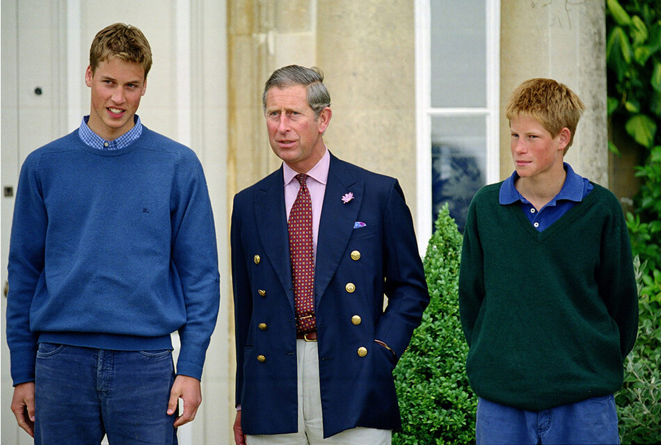 Принц Чарльз с сыновьями принцем Уильямом и принцем Гарри