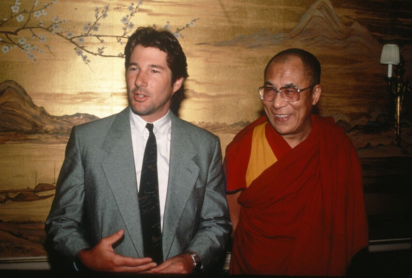 Ричард Гир и 14-й Далай-лама около 1987 года в Нью-Йорке