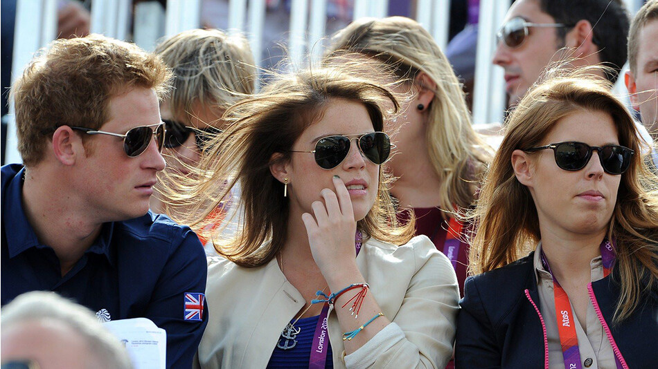 Принц Гарри, принцесса Евгения и принцесса Беатрис на Олимпийских играх 2012 