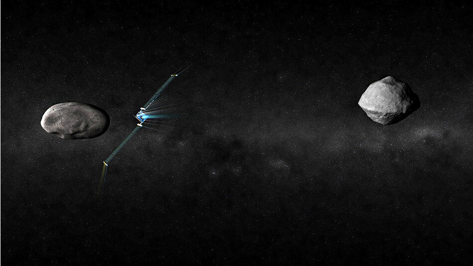 Иллюстрация космического корабля NASA спутника DART и LICIACube, 2021