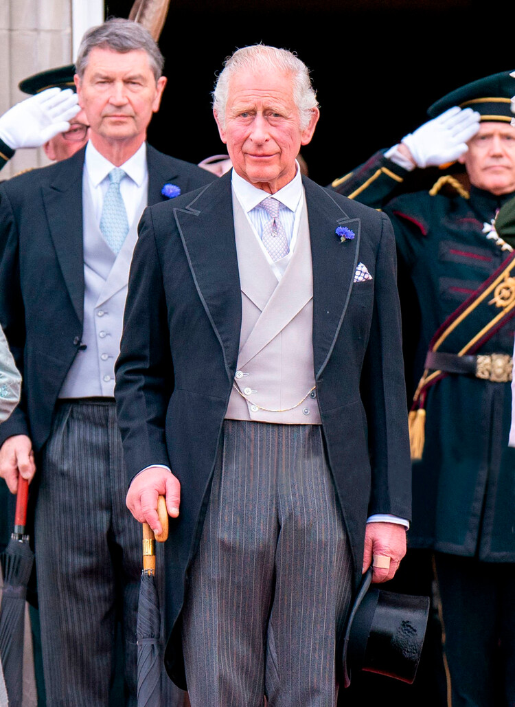 Принц Чарльз, принц Уэльский, известный в Шотландии как герцог Ротсей присутствует на официальном приёме в саду дворца Холирудхаус 29 июня 2022 года в Эдинбурге, Шотландия.jpeg