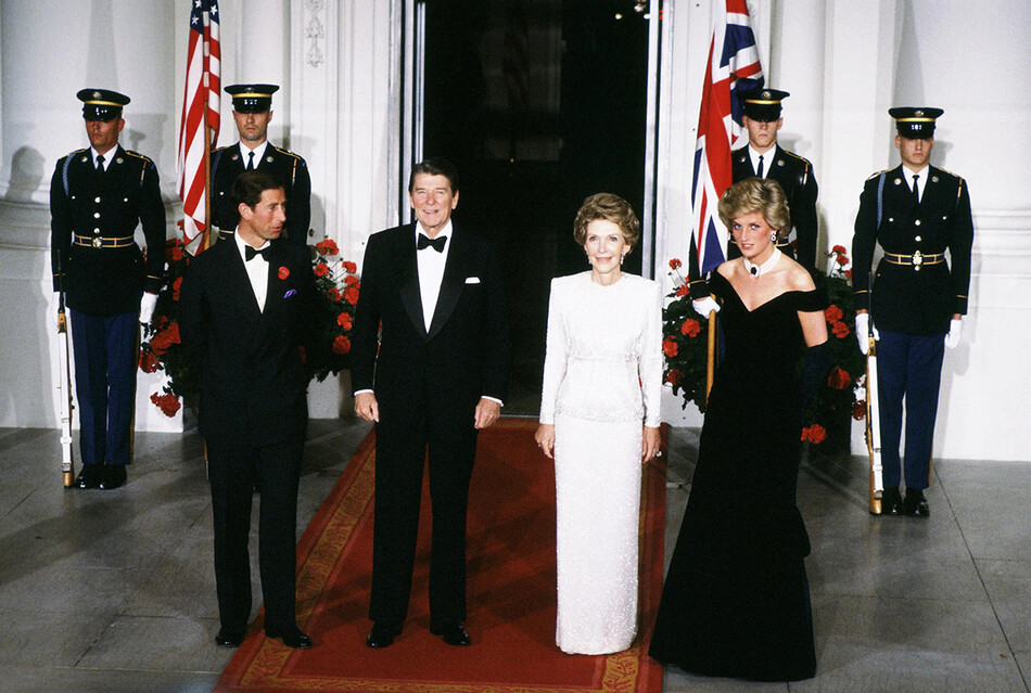 Принц Чарльз и принцесса Диана встречаются с президентом Рональдом Рейганом и первой леди г-жой Нэнси Рейган в Белом дом, 1985