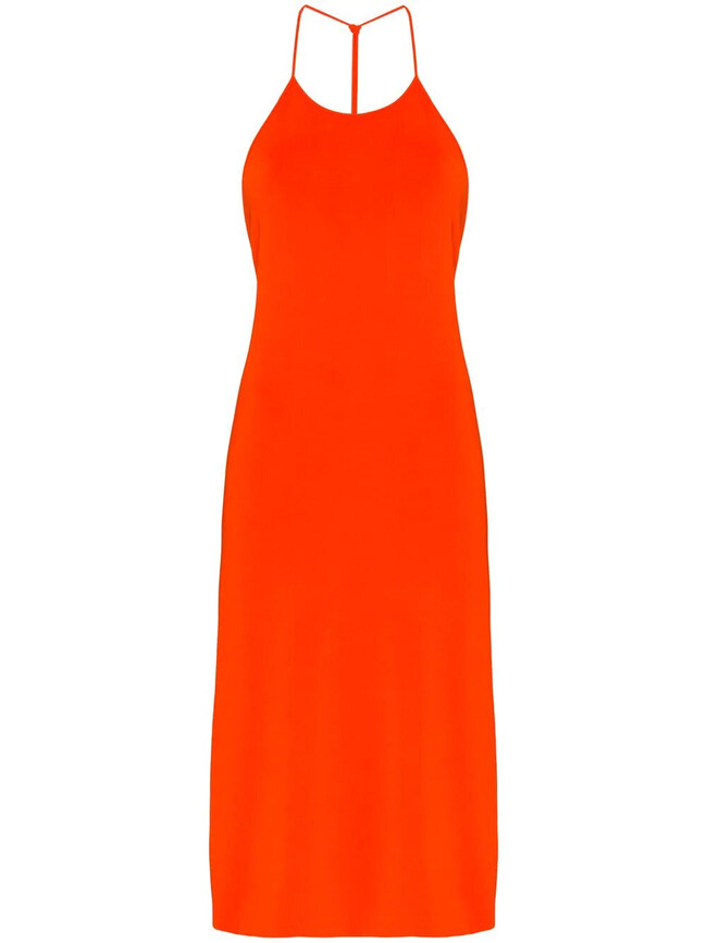 Bottega Veneta оранжевое платье миди с узлом 