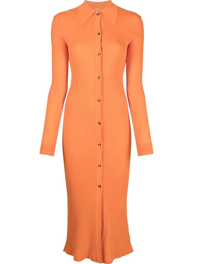 Dodo Bar Or оранжевое платье миди в рубчик