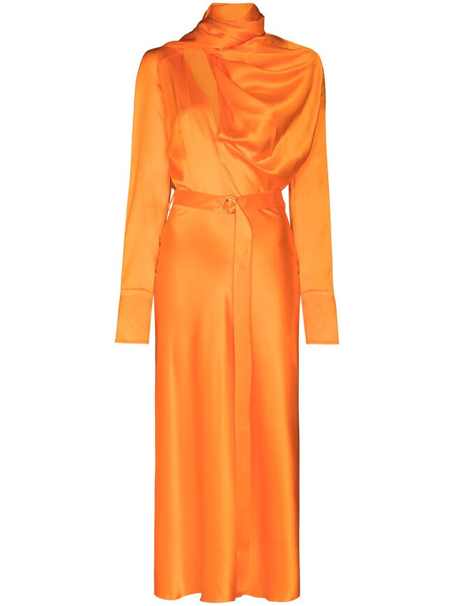 Materiel оранжевое платье макси с драпировкой