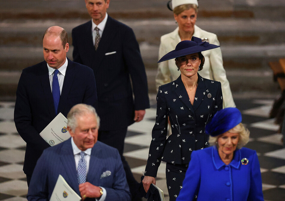 Члены королевской семьи на ежегодной службе Содружества в Вестминстерском аббатстве, 2023
