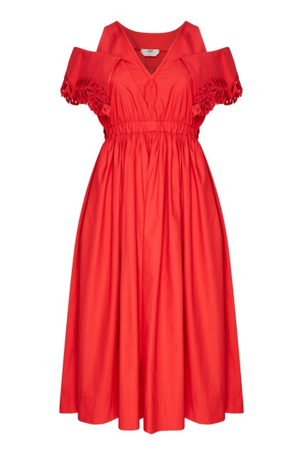 Fendi красное платье с перфорацией
