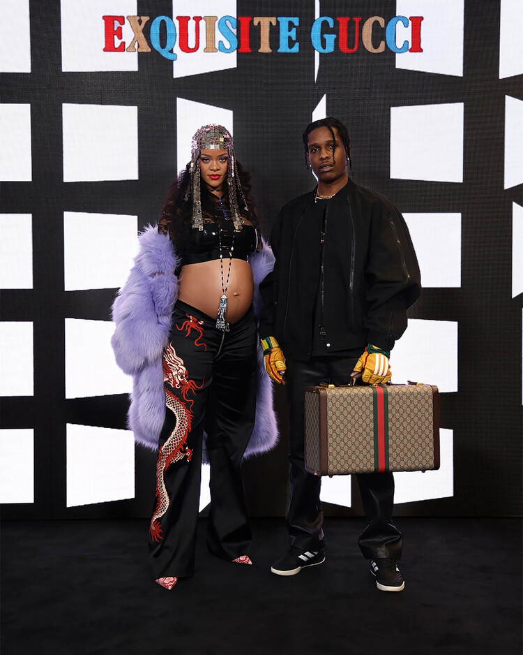 A$AP Rocky и Рианна на показе Gucci во время Миланской недели моды сезона осень/зима, 2022
