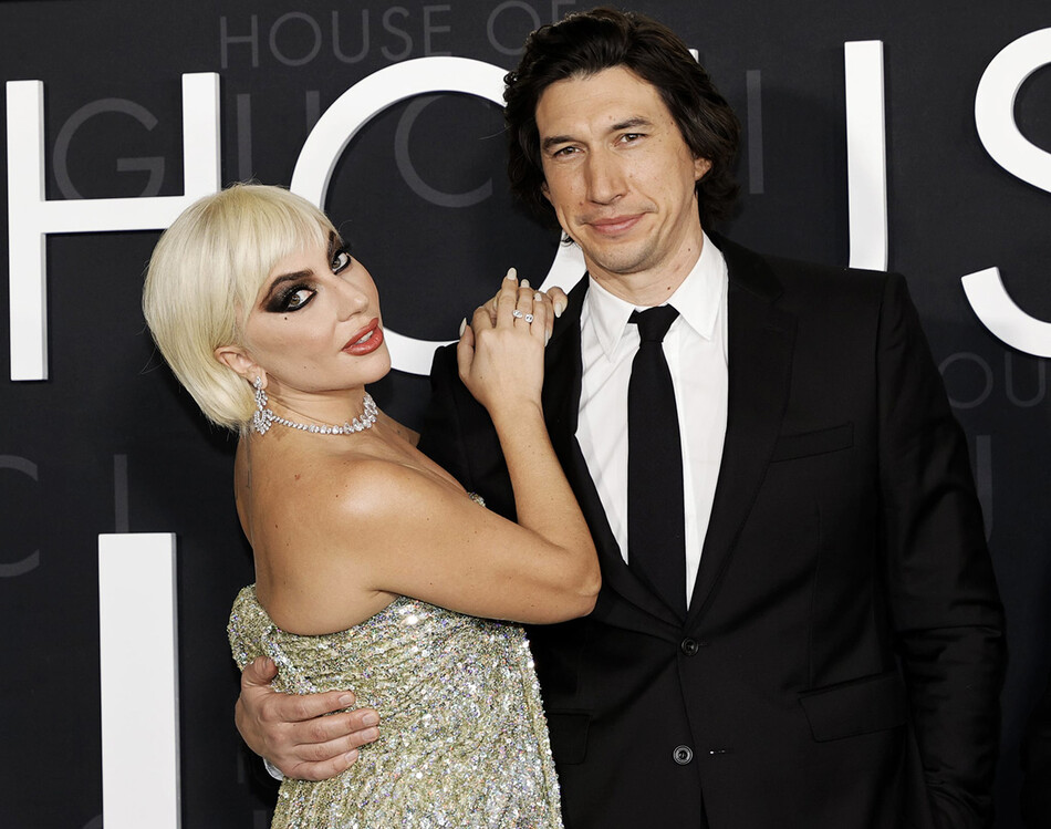 Леди Гага и&nbsp;Адам Драйвер&nbsp;на премьере фильма &laquo;Дом Gucci&raquo; в Лос-Анджелесе, 2021