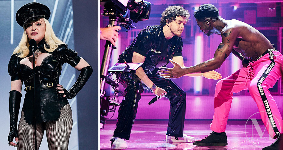 Певица Мадонна и мастер эпатажа скандальный рэпер Lil Nas X на премии VMA MTV Video Music Awards 2021 
