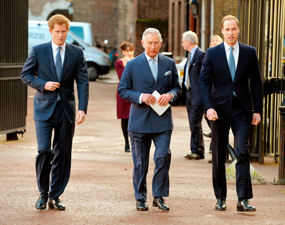Принц Гарри,&nbsp;Карл III и принц Уильям, 2014
