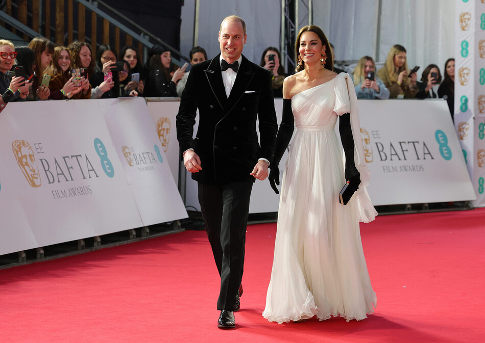 Кейт Миддлтон и принц Уильям&nbsp;на красной дорожке премии BAFTA 2023