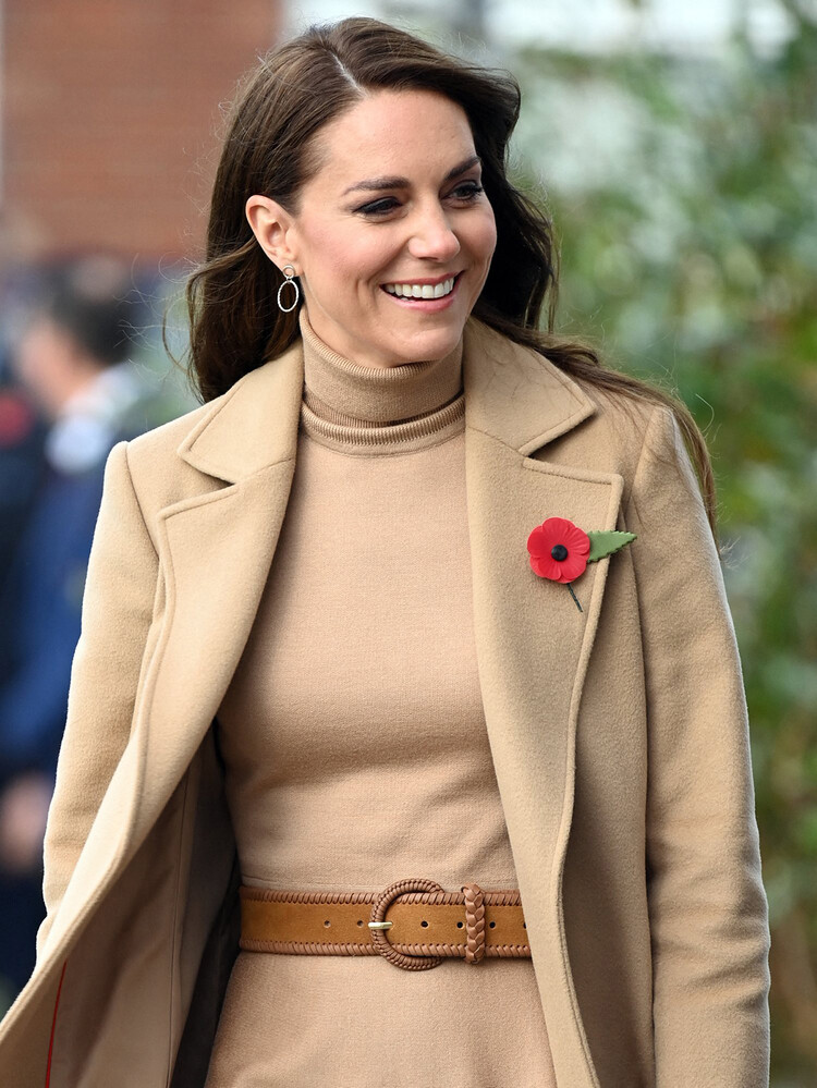 Кэтрин, принцесса Уэльская надела брошь в виде мака во время официального визита в благотворительную организацию Скарборо &mdash; &laquo;The Street&raquo;, 3 ноября 2022 года, Англия