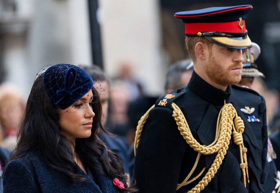 Меган, герцогиня Сассекская, и принц Гарри, герцог Сассекский, посетили 91-е Поле памяти в Вестминстерском аббатстве 7 ноября 2019 года в Лондоне, Англия
