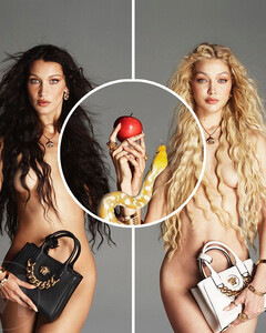 Евы в Эдемском саду: Белла и Джиджи Хадид снялись обнажёнными для Versace