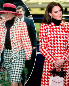 Кейт Миддлтон отдала дань уважения принцессе Диане в пальто в «гусиную лапку»