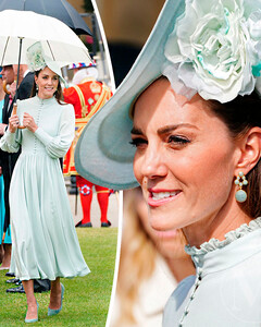 Кейт Миддлтон в мятно-зелёном платье удивила публику на летнем приёме в Букингемском дворце в образе Мэри Поппинс