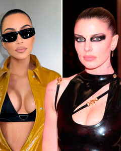 Фэшн-баттл бывших Канье Уэста: Ким Кардашьян и Джулия Фокс соревнуются в латексных образах на Неделе моды в Милане