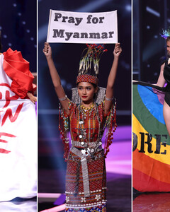 Участницы конкурса «Мисс Вселенная» написали на своих платьях послания протеста