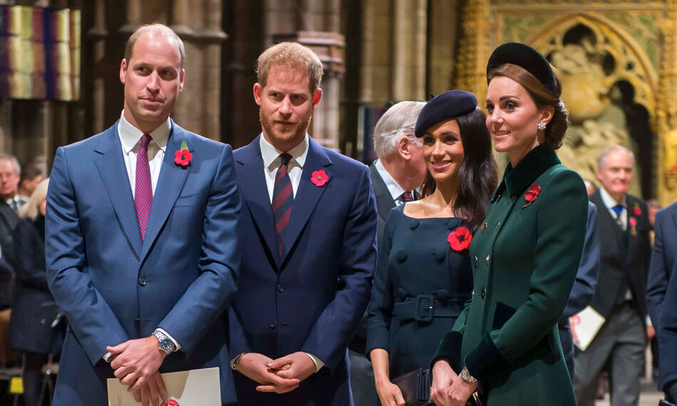 Принц Гарри и принц Уильям с женами 