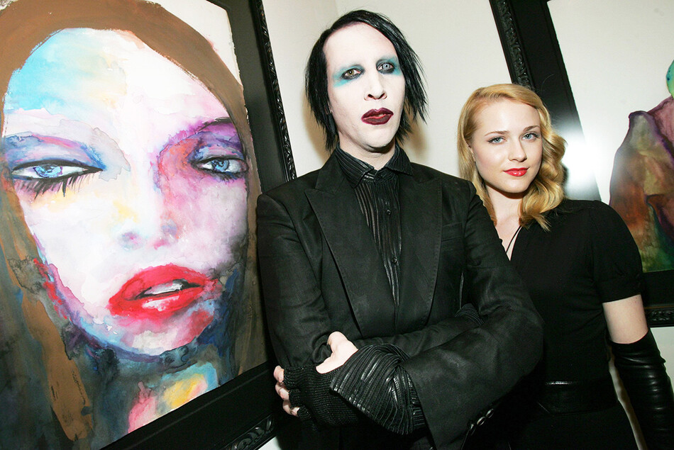 Мэрилин Мэнсон и Эван Рэйчел Вуд на открытии художественной галереи на Хэллоуин 1 февраля 2021 года в Лос-Анджелесе, Калифорния, США