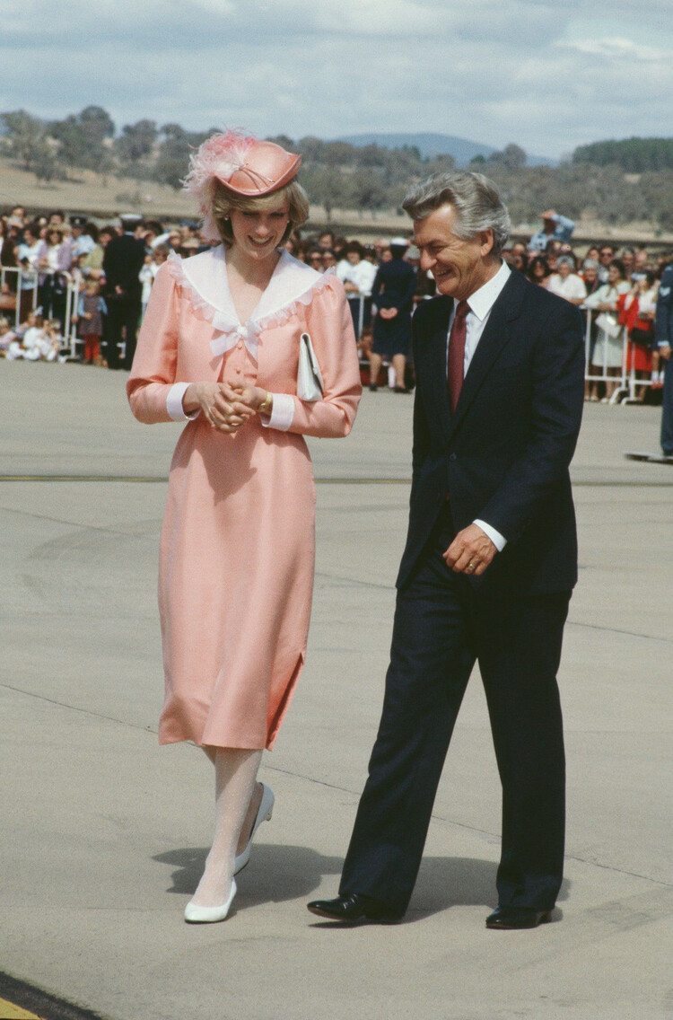 Принцесса Диана с премьер-министром Австралии Робертом Хоуком, Новозеландия, 1983 г.