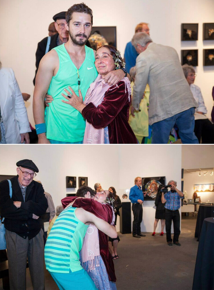 Шайя Лабаф на выставке матери Шайны Сайде 27 мая 2014 г., Санта Моника, Калифорния&nbsp;