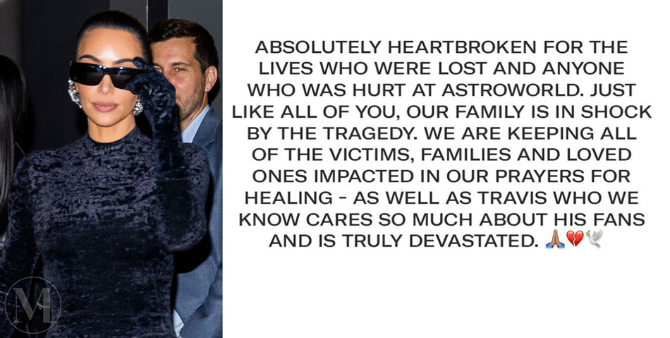 Ким Кардашьян Уэст выражает слова поддержки родным и близким в связи с трагедией происшедшей на фестивале Astroworld