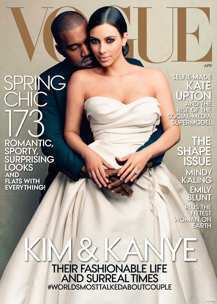 Канье Уэст и Ким Кардашьян на обложке журнала Vogue в 2014 году