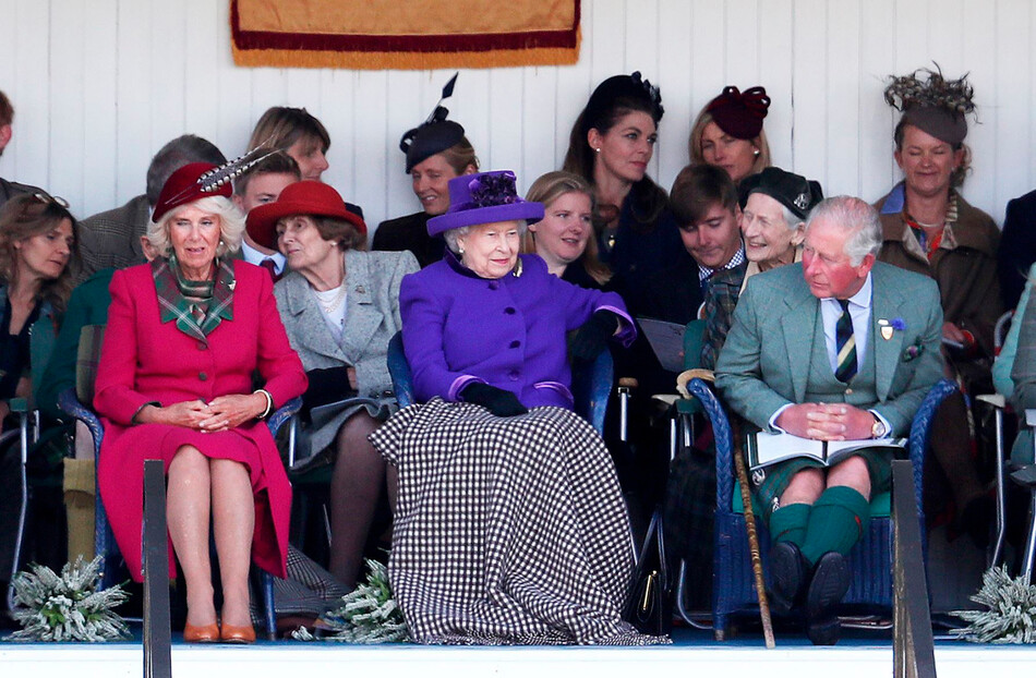 Камилла, герцогиня Корнуольская, королева Елизавета II, принц Чарльз, принц Уэльский, Отем Филлипс посещают Игры Бремар-Хайленд-2019 07 сентября 2019 года в Бремаре, Шотландия