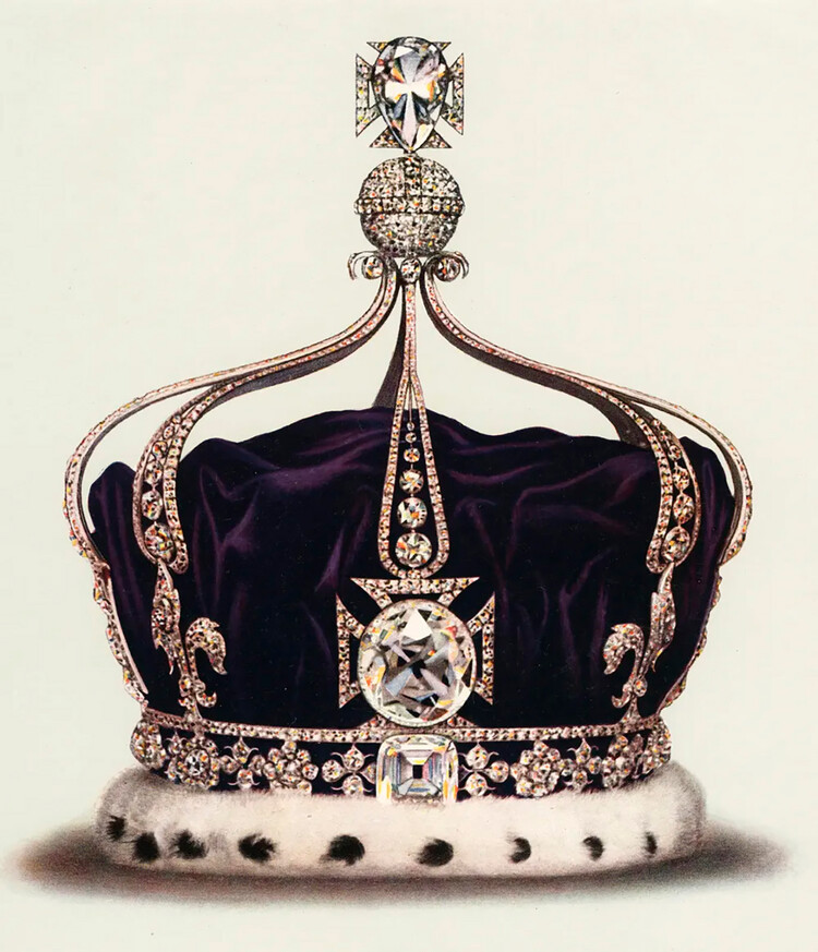 Иллюстрация короны королевы Мэри с бриллиантом &laquo;Кохинур&raquo;, 1919 г.
