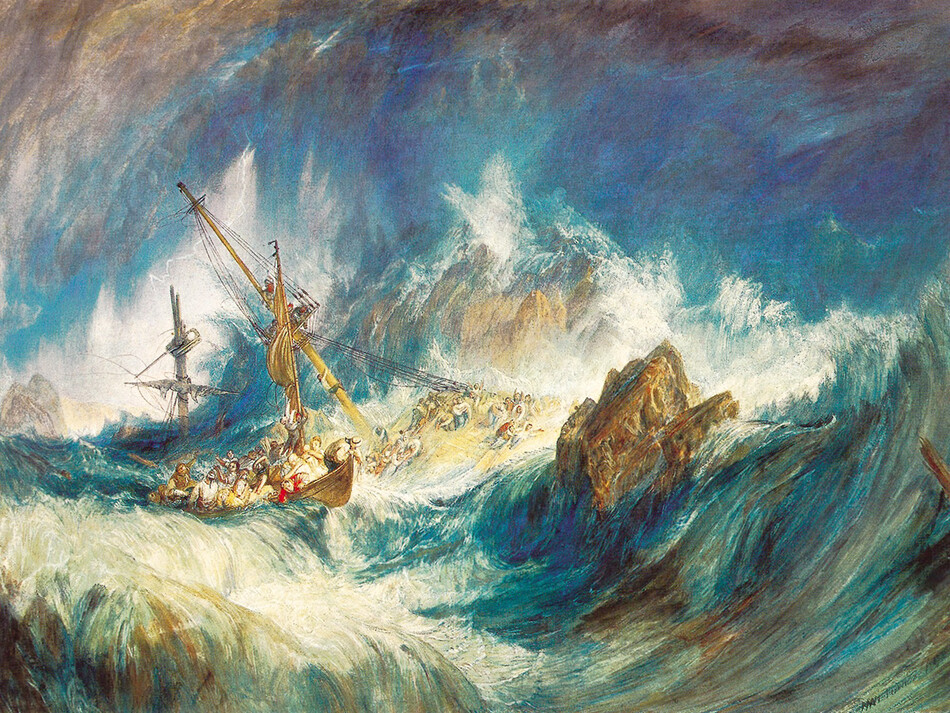 Дж. М. У. Тернер, &laquo;Буря (или кораблекрушение)&raquo;, 1823 г., акварель. Завещано Робертом Уайли Ллойдом