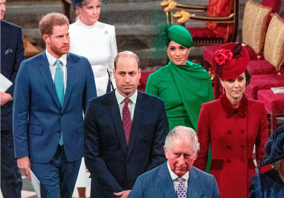 Принц Гарри, герцог Сассекский, Меган, герцогиня Сассекская, принц Уильям, герцог Кембриджский, Кэтрин, герцогиня Кембриджская и принц Чарльз, принц Уэльский посещают службу в честь Дня Содружества 2020 9 марта 2020 года в Лондоне, Англия