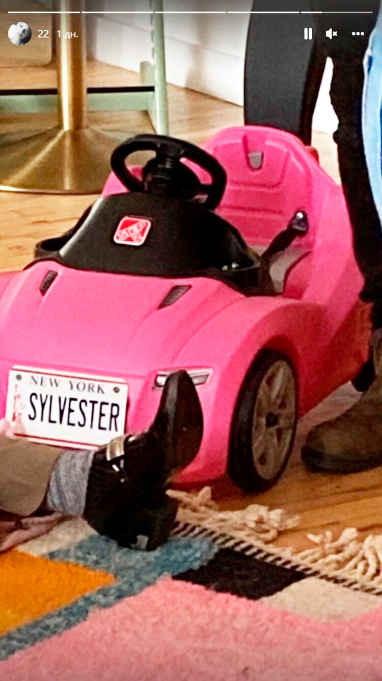 Эмили Ратаковски на первый день рождения сына Слайя подарила ему розовый автомобиль, больше подходящий девочке