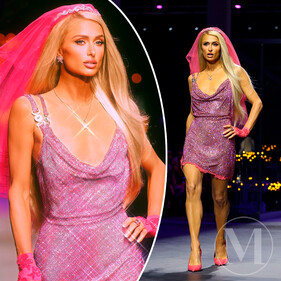Королева гламура: Пэрис Хилтон вышла на подиум Versace в сверкающем розовом платье
