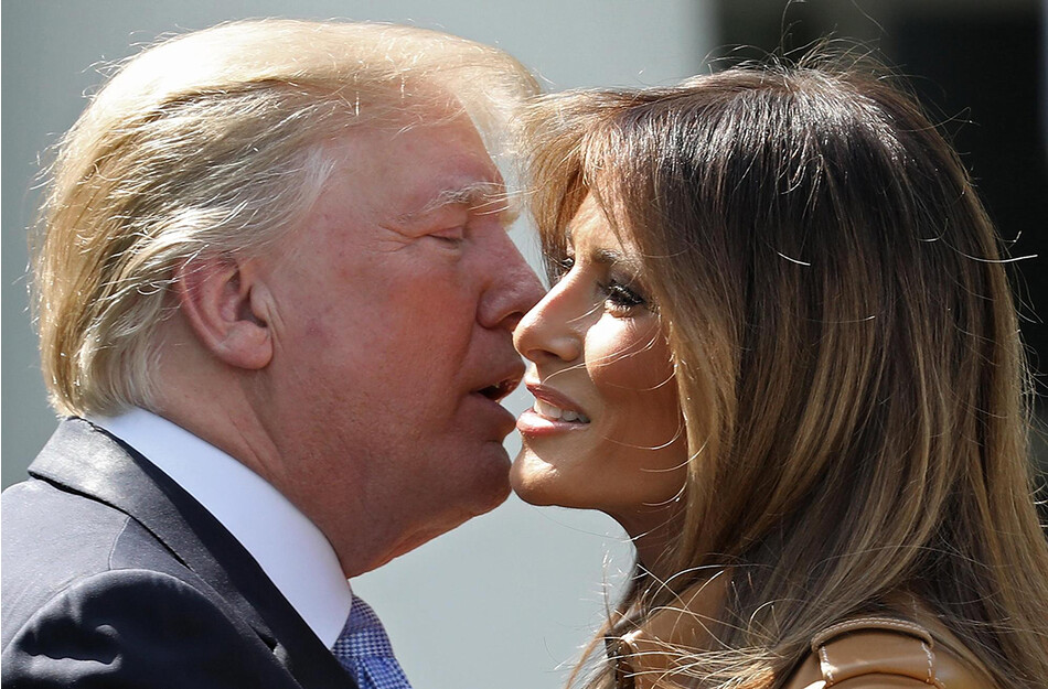Дональд и Мелания Трамп поцелуй