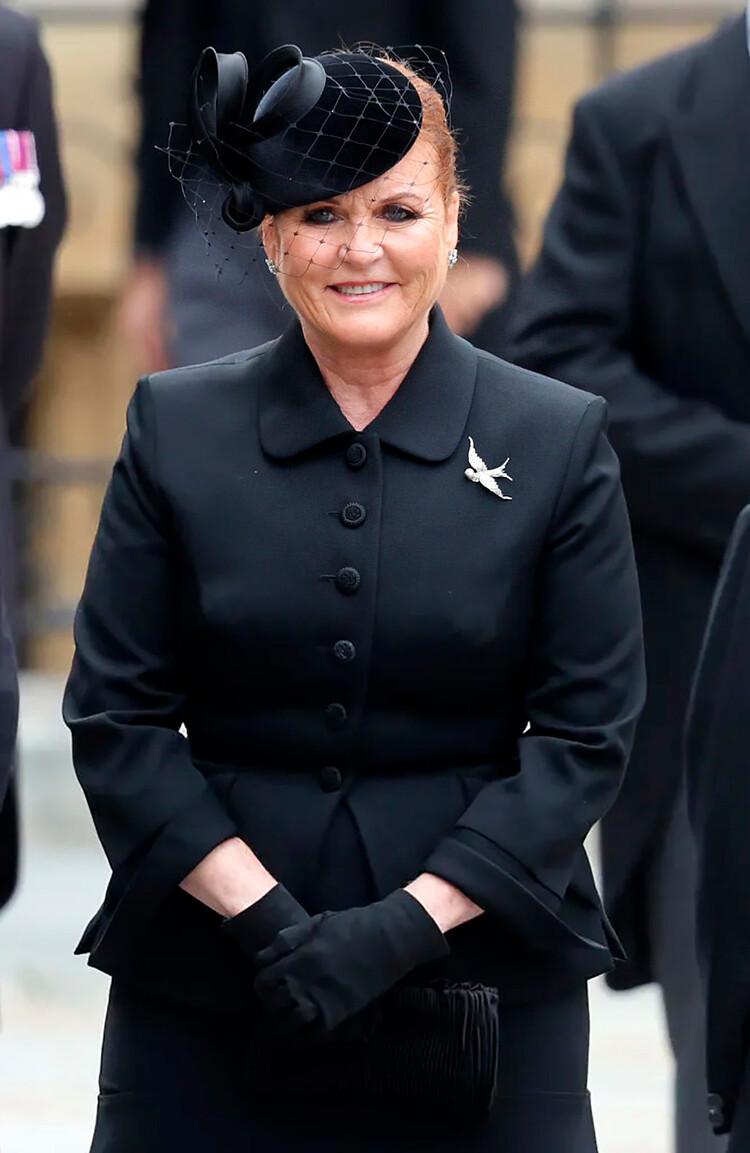Сара Фергюсон во время государственных похорон королевы Елизаветы II в Вестминстерском аббатстве 19 сентября 2022 года в Лондоне, Англия