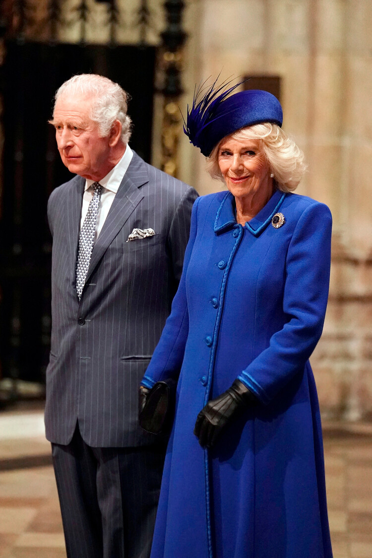 Король Карл III и королева-консорт Камилла&nbsp;на ежегодной службе Содружества в Вестминстерском аббатстве, 2023