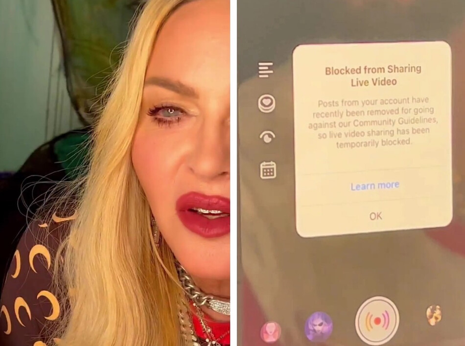 Мадонна во время блокировки прямого эфира в социальных сетях, 2022