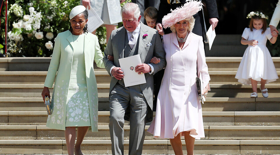Дория Рэгланд вместе с принцем Чарльзом и Камиллой Паркер-Боулз присутствуют на свадьбе Меган Маркл и Принца Гарри в часовне Святого Георгия в Виндзорском замке, 19 мая 2018 года