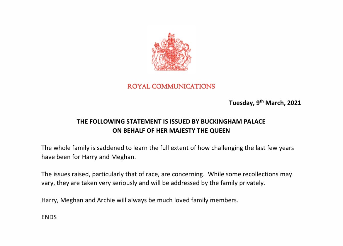 Букингемский дворец ответил на интервью принца Гарри и Меган Опре Уинфри