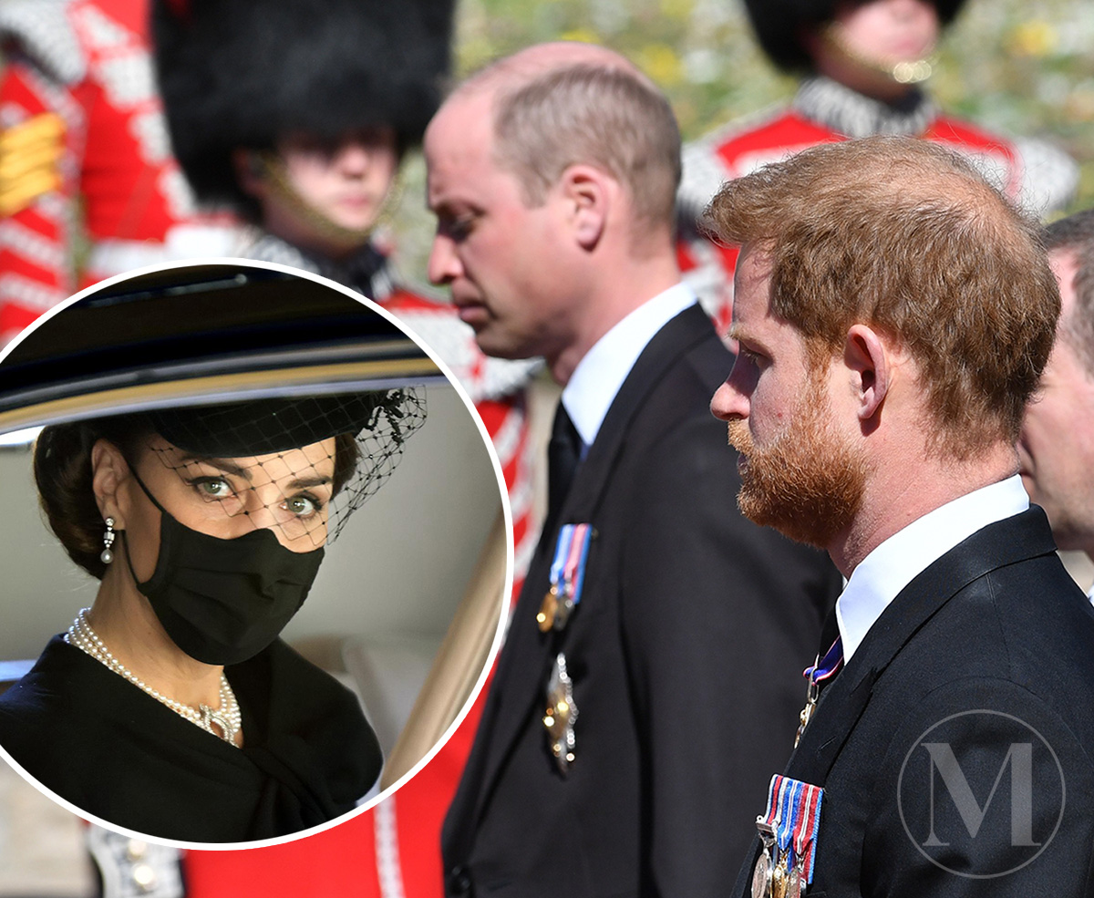 Принц Гарри ушёл с похорон вместе с принцем Уильямом и Кейт Миддлтон