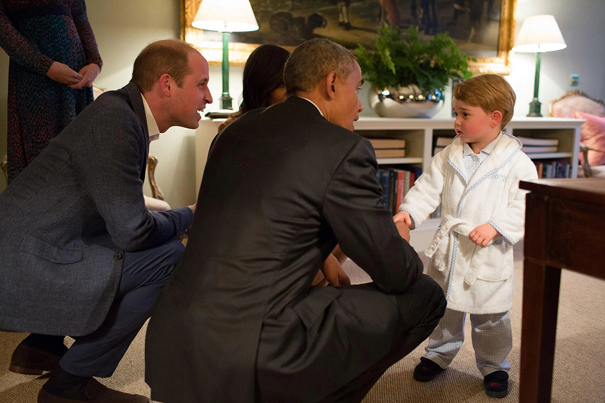 как принц Джордж пришёл на встречу к Бараку Обаме в пижаме?