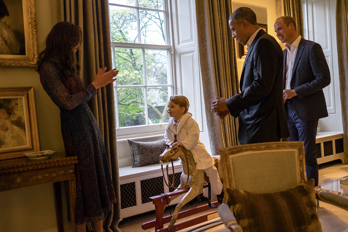 Кейт Миддлтон, принц Джордж, Барак Обама и принц Уильям, 2016