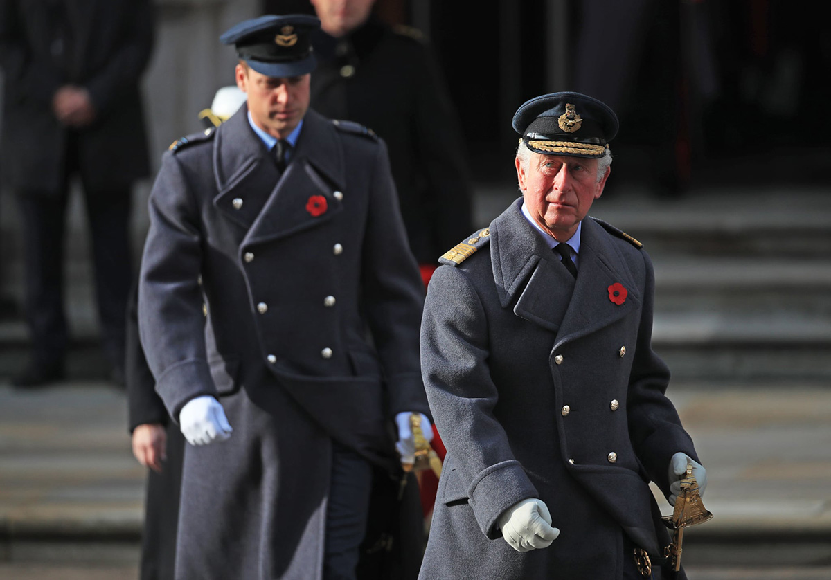 Принц Чарльз и принц Уильям  присутствуют на службе Национальной  памяти в Кенотафе 8 ноября 2020 года в Лондон, Англия