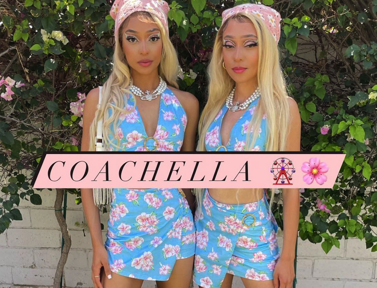 Сара Талаби и её сестра-близнец Лия на фестивале Coachella